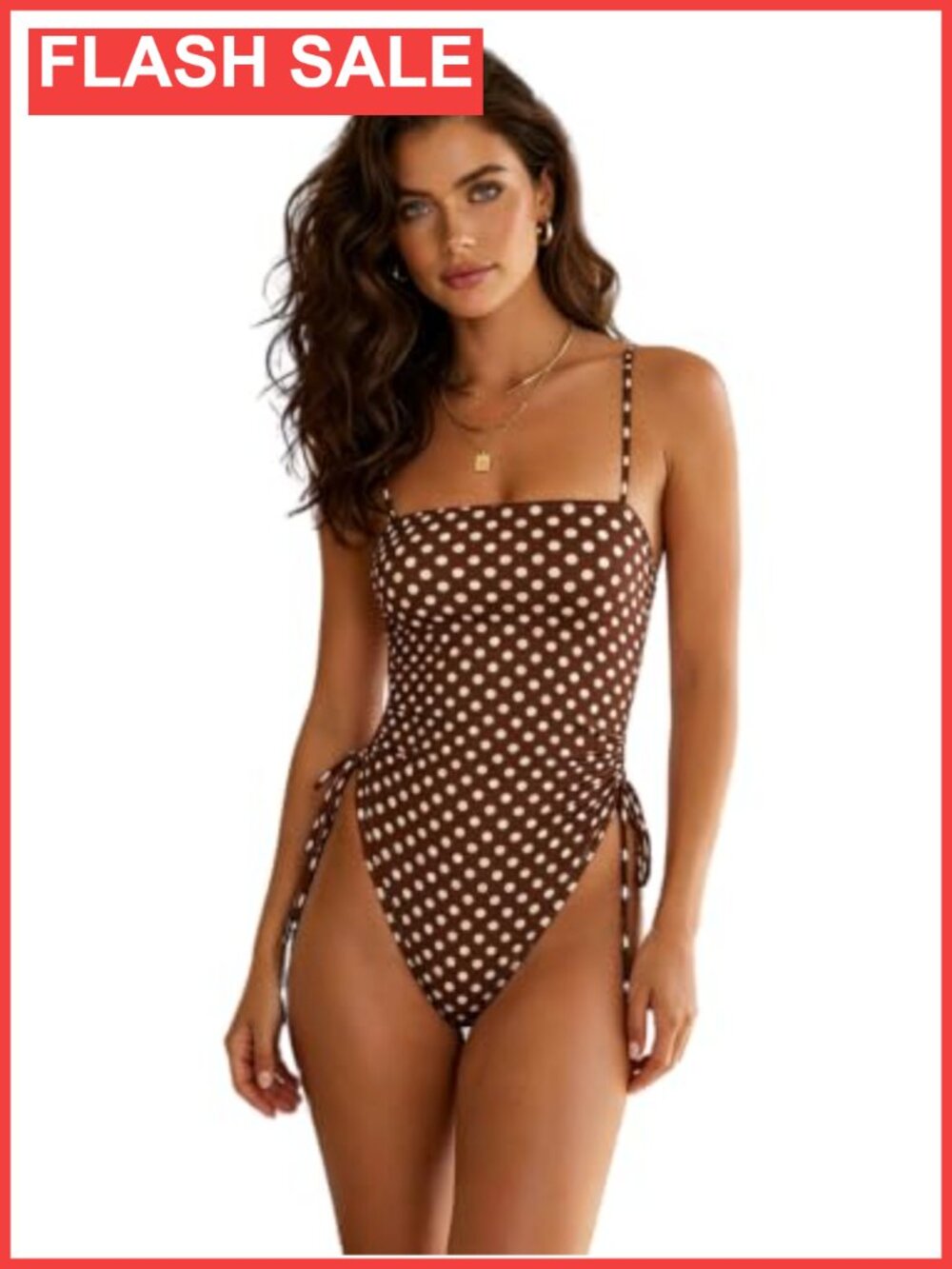 Retro Polka Dot One Piece Swimsuit High Cut Ruched